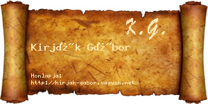 Kirják Gábor névjegykártya